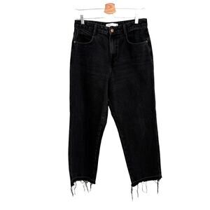 ZARA Straight Leg Jeans Black 100% Cotton 8